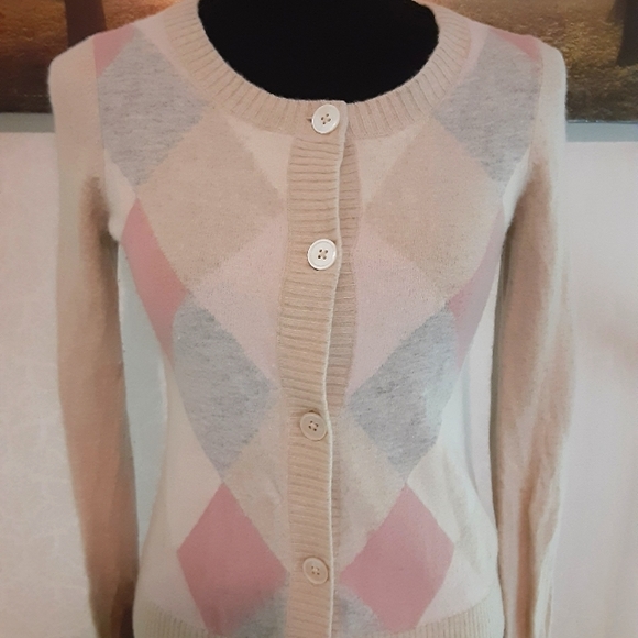 Talbots 70% Wool Argyle Buttondown Cardigan - Picture 3 of 6